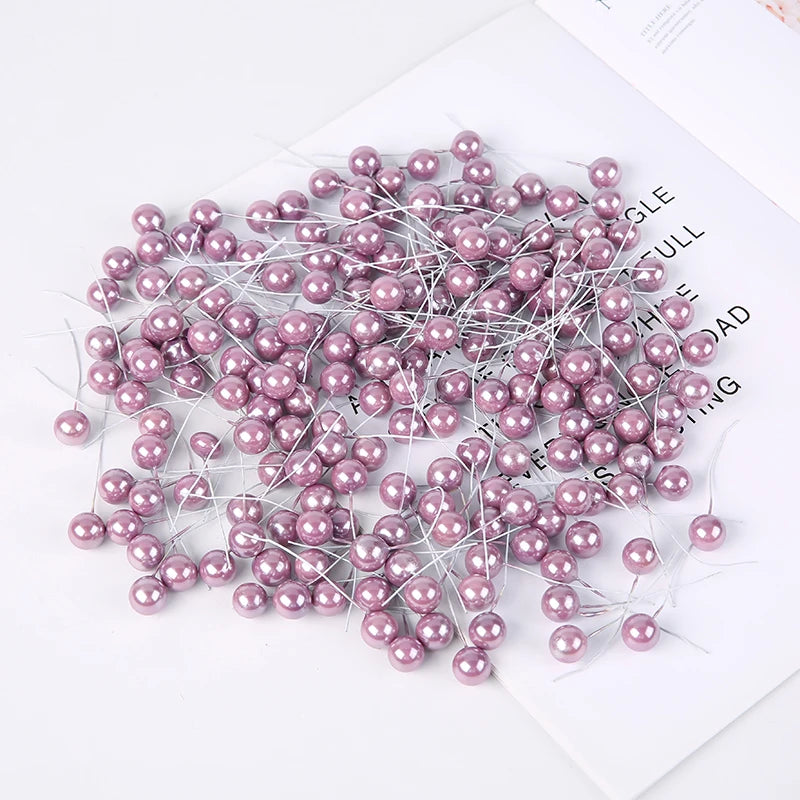 50/200Pcs Pearlescent Berry Stamens for Wedding & DIY Decor Artificial Flower Stamens Babs