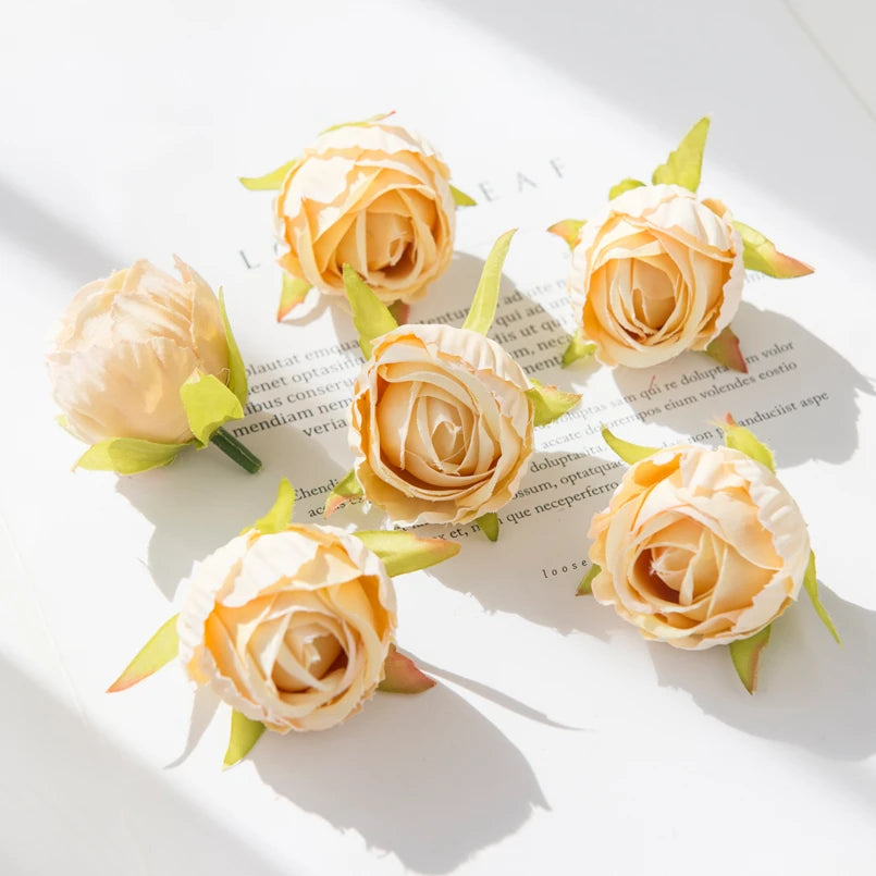 Silk Rose Tea Bud Artificial Flowers – Wedding & DIY Décor Artificial Silk Flowers Babs cream 30pieces