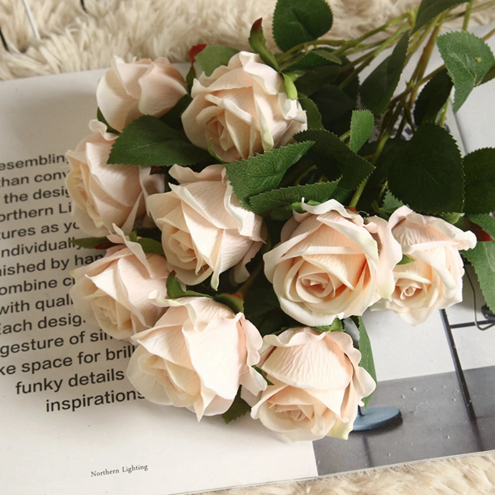 5pc Silk Rose Artificial Bouquet – Wedding & Home Décor Artificial Flower Bouquet Babs