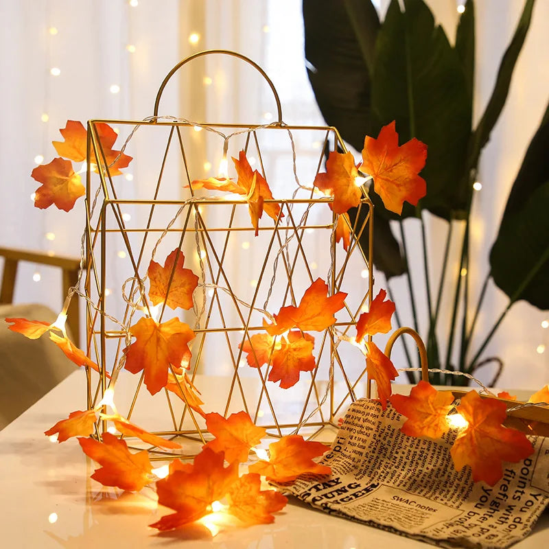 2M Maple Leaf LED Fairy Light Garland – Fall & Holiday Decor LED Leaf Garland Babs