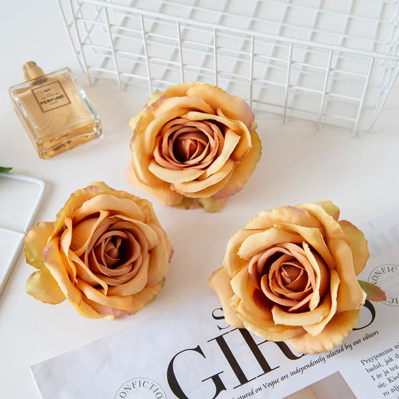 Silk Rose Artificial Flowers 10/20 Pcs – Wedding & Home Decor Artificial Silk Flowers Babs Orange 20 Pieces