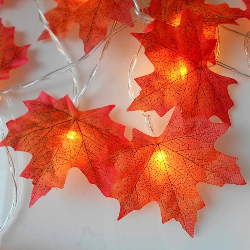 2M Maple Leaf LED Fairy Light Garland – Fall & Holiday Decor LED Leaf Garland Babs