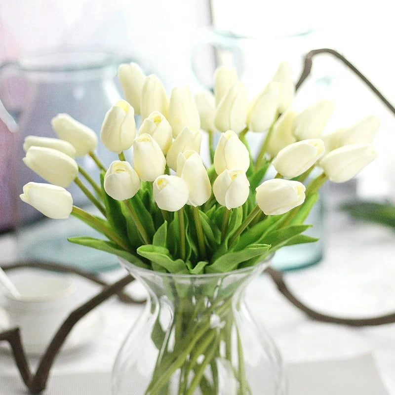 31Pcs Real-Touch PU Tulip Artificial Flowers – Wedding & Home Decor Artificial Flowers Babs