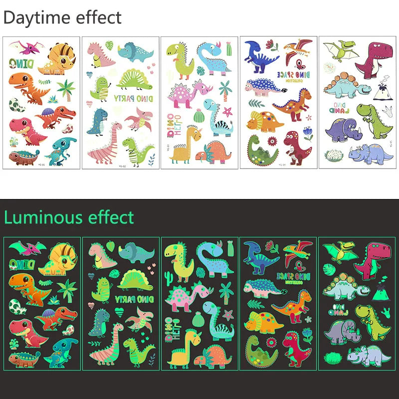 Glow in the Dark Kids Temporary Tattoos – Mermaid & Dinosaur 5pk Kids Temporary Tattoos Babs dinosaur