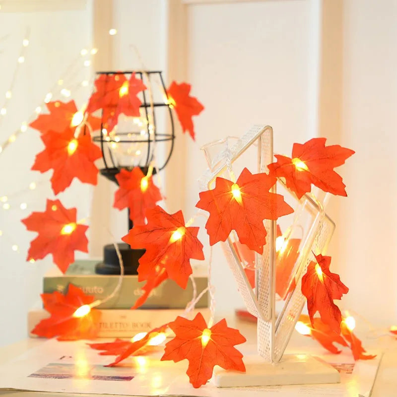 2M Maple Leaf LED Fairy Light Garland – Fall & Holiday Decor LED Leaf Garland Babs
