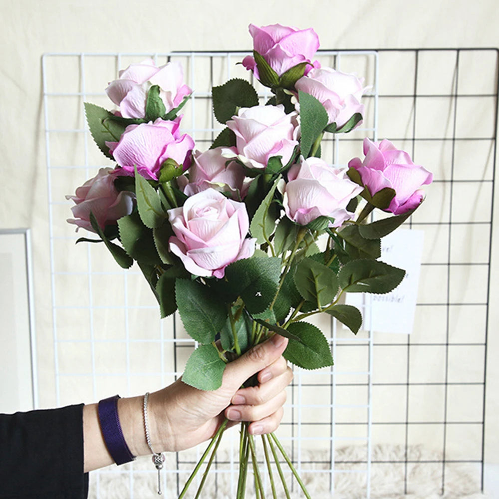 5pc Silk Rose Artificial Bouquet – Wedding & Home Décor Artificial Flower Bouquet Babs