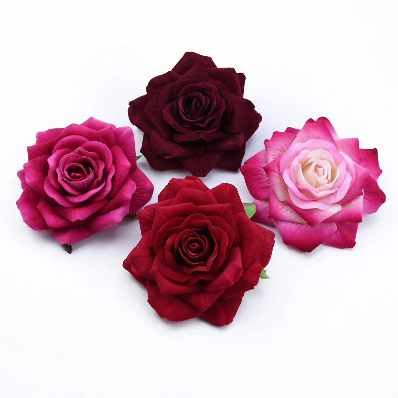 50pcs Silk Rose Heads 10cm – Wedding, Wreath & Home Décor Artificial Silk Flowers Babs