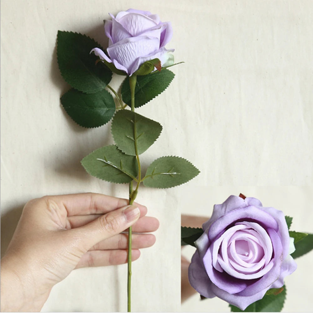 Silk Rose Artificial Bouquet 3/5pc – Wedding & Home Decor Artificial Flower Bouquet Babs PURPLE 5 Pieces