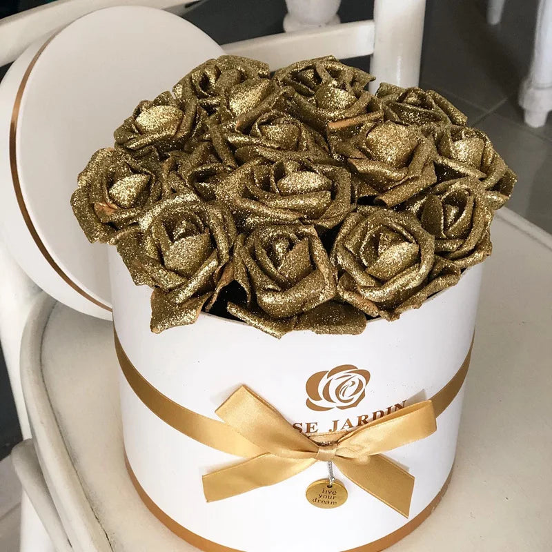 10Pcs Glitter Foam Roses Artificial Flower Bouquet | Home & Wedding Artificial Flower Bouquet Babs