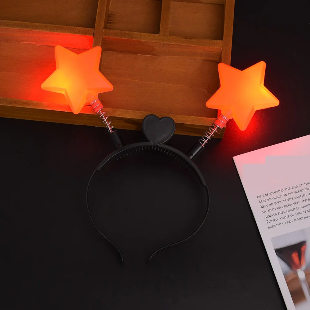 LED Star Headband Glow Hairband for Parties, Cosplay & Kids LED Party Headband Babs orange