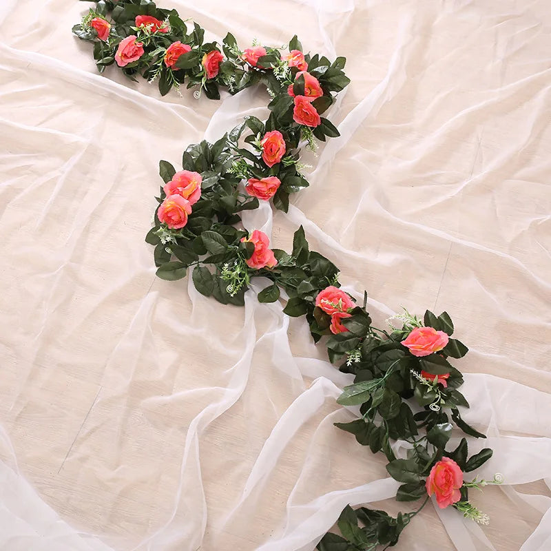 Silk Artificial Rose Vine Garland – Faux Flower Wall Décor Artificial Flower Garland Babs