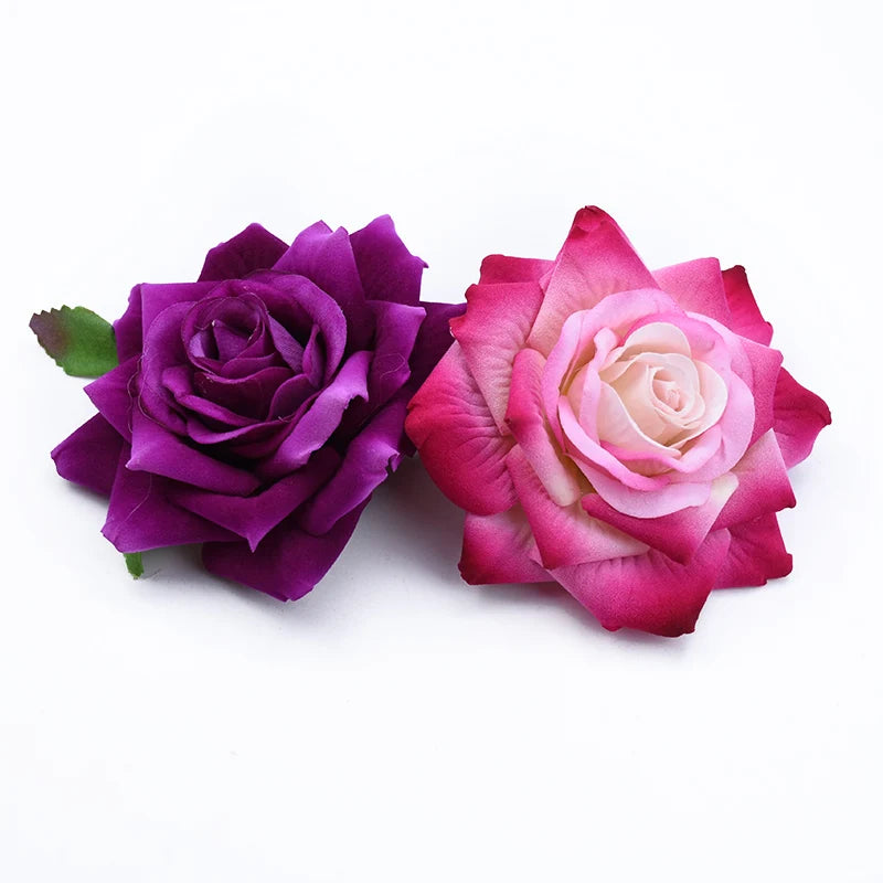 50pcs Silk Rose Heads 10cm – Wedding, Wreath & Home Décor Artificial Silk Flowers Babs