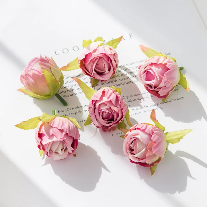 Silk Rose Tea Bud Artificial Flowers – Wedding & DIY Décor Artificial Silk Flowers Babs dark pink 30pieces