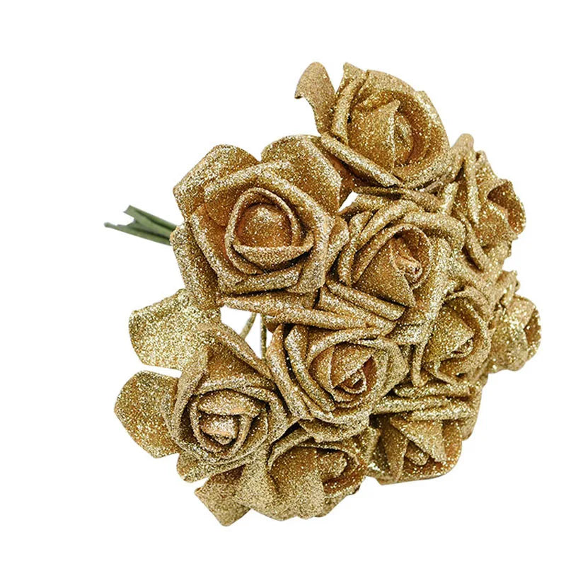 10Pcs Glitter Foam Roses Artificial Flower Bouquet | Home & Wedding Artificial Flower Bouquet Babs