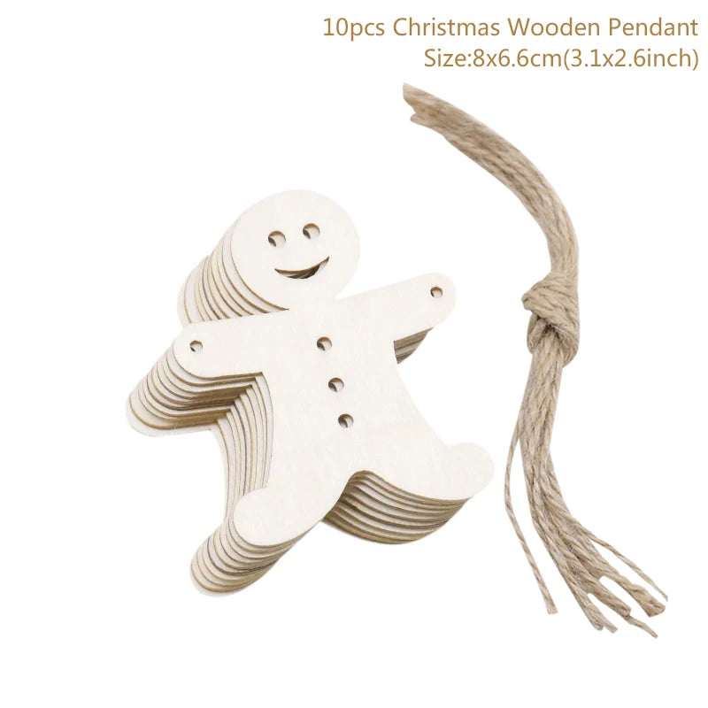 10pcs Wooden Christmas Tree Hanging Ornaments | Holiday Decor Christmas Ornaments Babs Style11