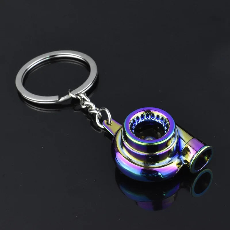 Mini Turbo Turbocharger Spinning Turbine Keychain | Car Keyring Turbo Keychain Babs Colorful