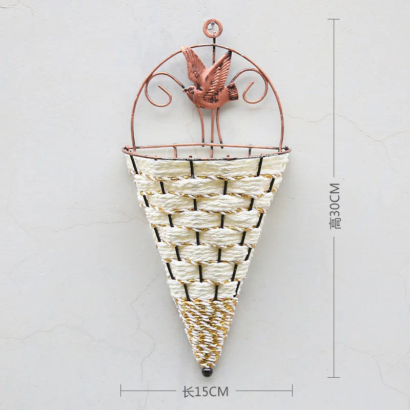 Artificial Silk Rose Wreath – Wall Hanging Floral Home Decor Decorative Floral Wreath Babs White basket