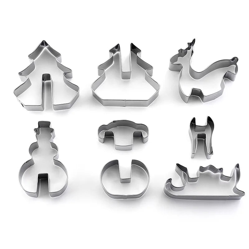 8-Piece 3D Christmas Cookie Cutters – Stainless Steel Set Cookie Cutter Set Babs