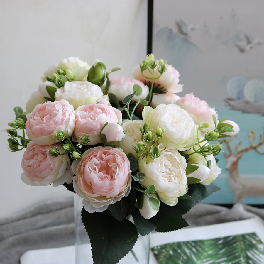 Silk Peony & Rose Artificial Bouquet – Wedding & Home Décor Artificial Flower Bouquet Babs