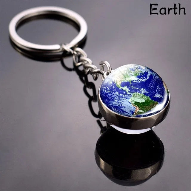 Solar System Planet Glass Ball Keychain – Galaxy Space Art Glass Ball Keychain Babs earth