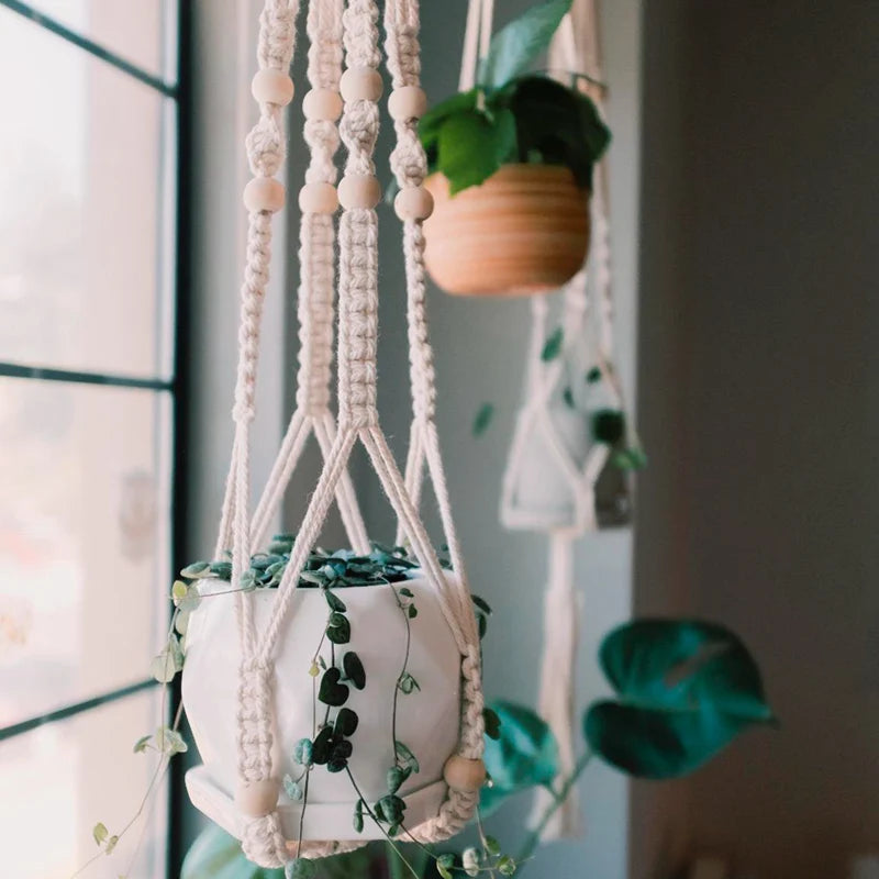 Macrame Plant Hanger – Handmade Rattan Rope Hanging Basket Macrame Plant Hanger Babs