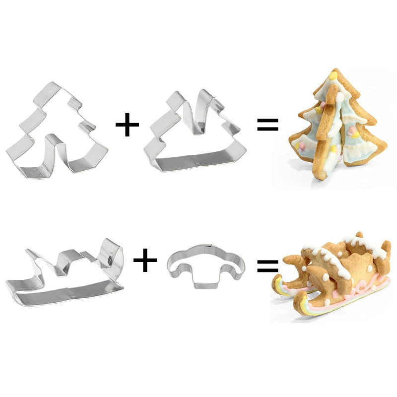 8-Piece 3D Christmas Cookie Cutters – Stainless Steel Set Cookie Cutter Set Babs