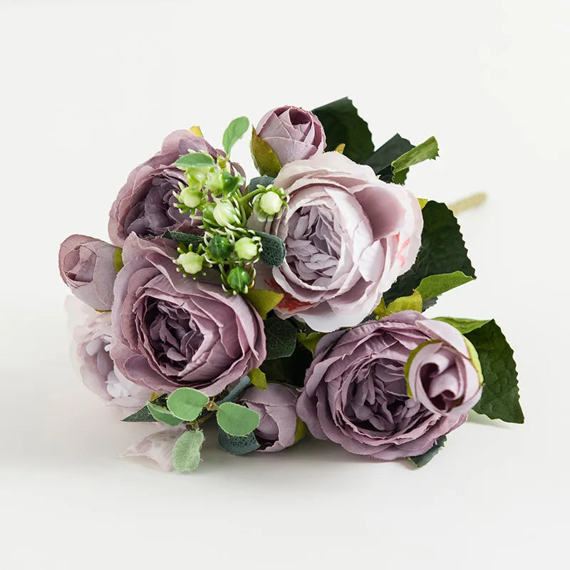 Silk Rose Artificial Flowers UV Protection Bridal Bouquet Artificial Flower Bouquet Babs color 2 1pc