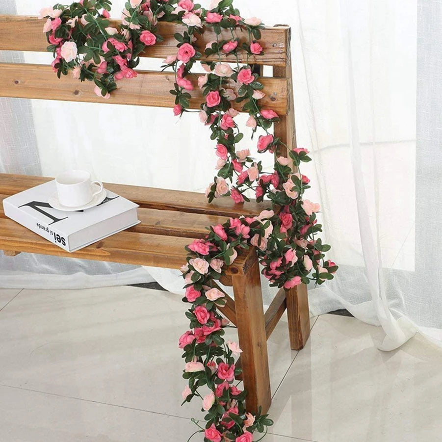 250CM Artificial Rose Vine – 45-Head Silk Flower Garland Artificial Flower Vine Babs