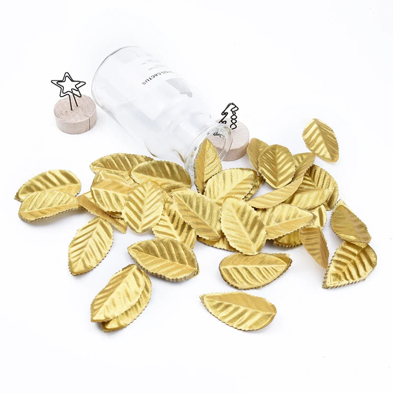 200 Pcs Golden Silk Artificial Leaves for DIY & Wedding Decor Artificial Craft Leaves Babs