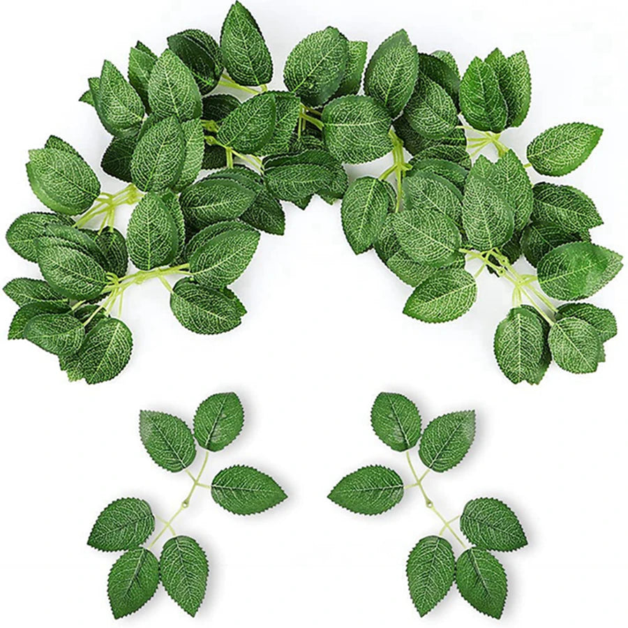 50Pcs Silk Rose Leaves Artificial Greenery for Wedding & Home Artificial Silk Leaves Babs