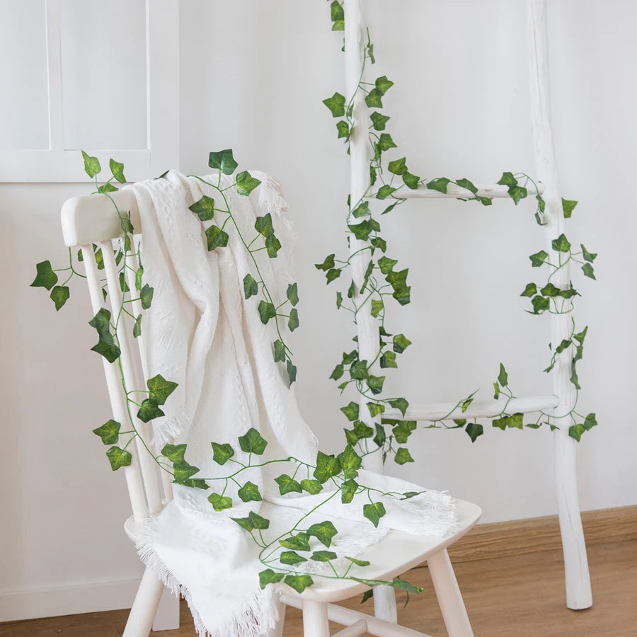 210cm Artificial Ivy Hanging Garland – Green Silk Vine Leaves Artificial Vine Garland Babs