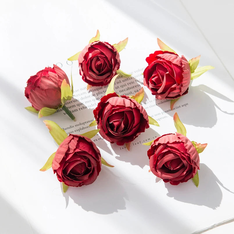 Silk Rose Flower Heads – Wedding, Wreath & DIY Decor (10–20 pcs) Artificial Silk Flowers Babs red 10pcs