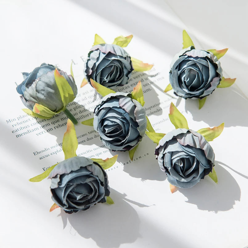 Silk Rose Flower Heads – Wedding, Wreath & DIY Decor (10–20 pcs) Artificial Silk Flowers Babs dark blue 20pcs