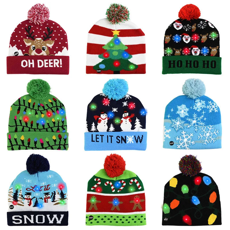 LED Light-Up Christmas Knitted Beanie Hat – Kids & Adults Light-Up Beanie Hat Babs