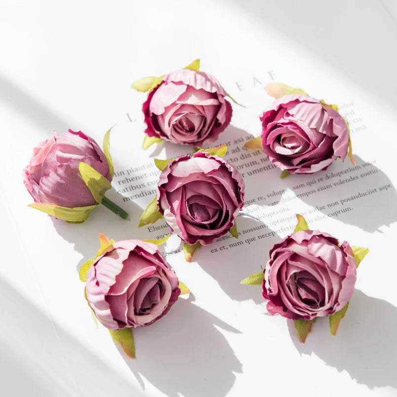 Silk Rose Tea Bud Artificial Flowers – Wedding & DIY Décor Artificial Silk Flowers Babs purple 30pieces