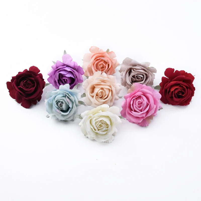 Silk Rose Heads Artificial Flowers – Wedding & Home Décor Artificial Silk Flowers Babs MULTI 10 PCS