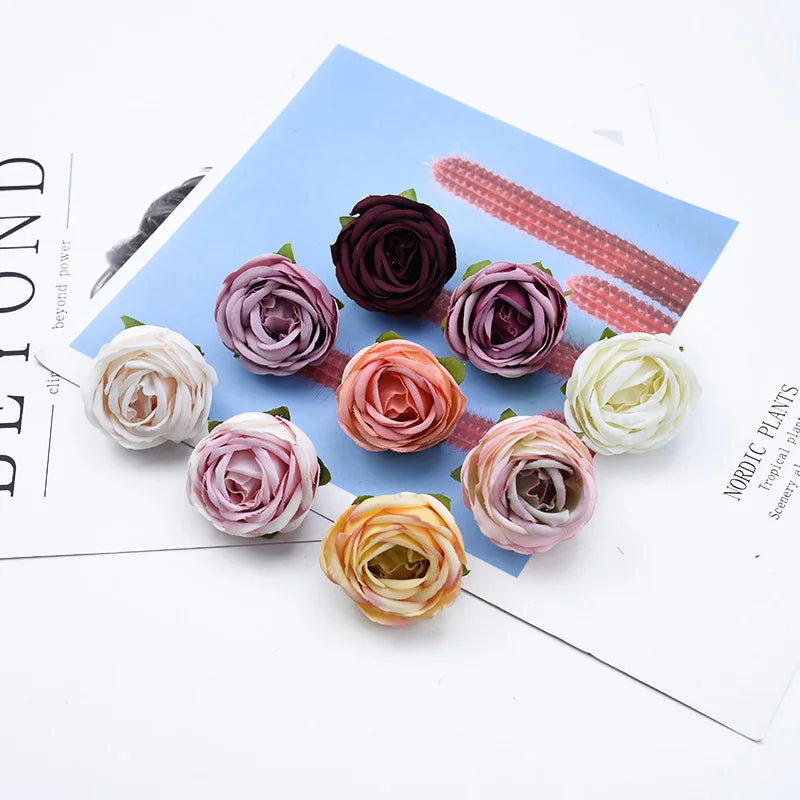 Silk Tea Rose Flower Heads 5/10 Pcs – Wedding & Home Décor Artificial Silk Flowers Babs