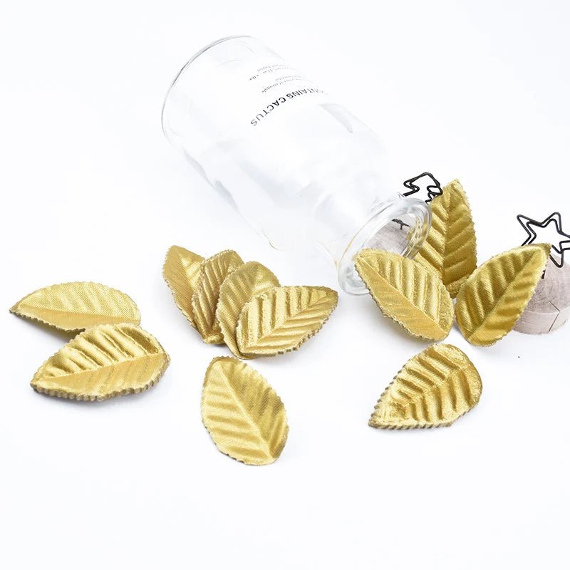 200 Pcs Golden Silk Artificial Leaves for DIY & Wedding Decor Artificial Craft Leaves Babs