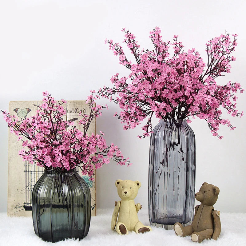 White Artificial Cherry Blossom & Gypsophila Silk Flowers Artificial Silk Flowers Babs