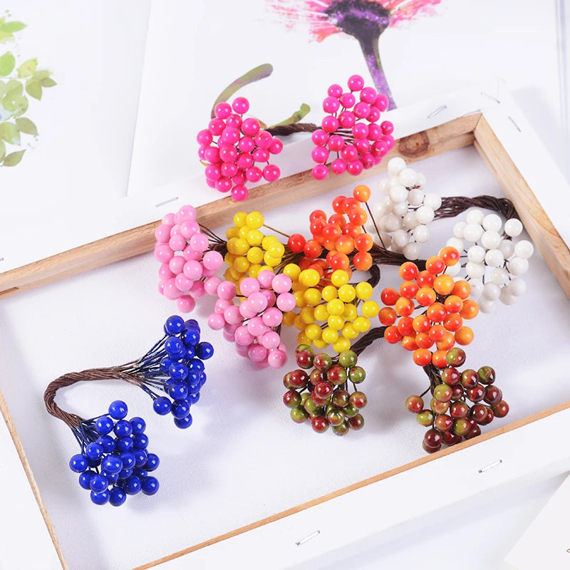 Double-Head Berry Stamen Artificial Flowers | 25/50 Pcs DIY Decor Artificial Craft Flowers Babs