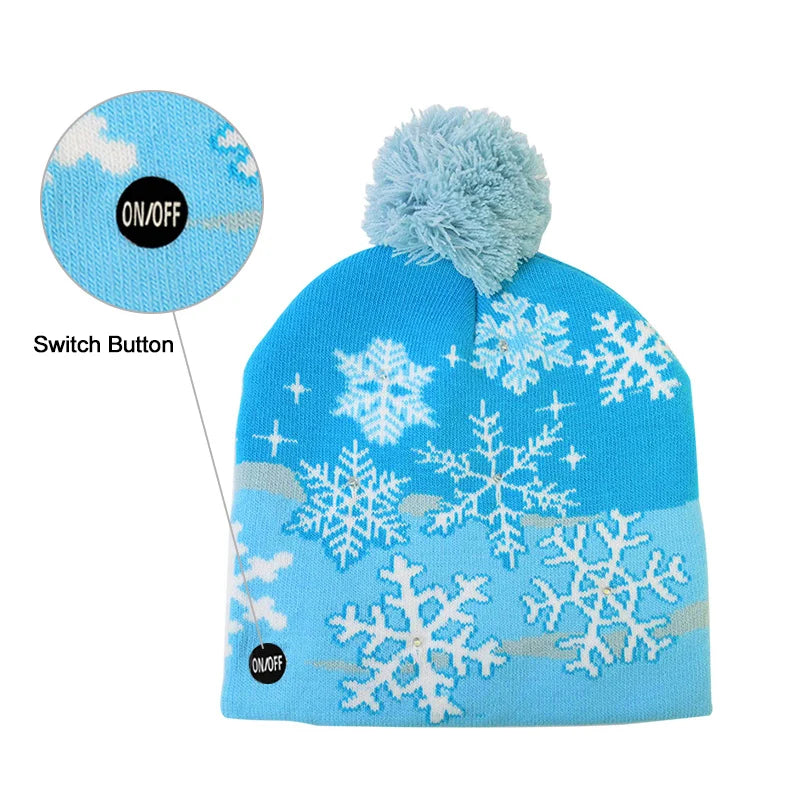 LED Light-Up Christmas Knitted Beanie Hat – Kids & Adults Light-Up Beanie Hat Babs