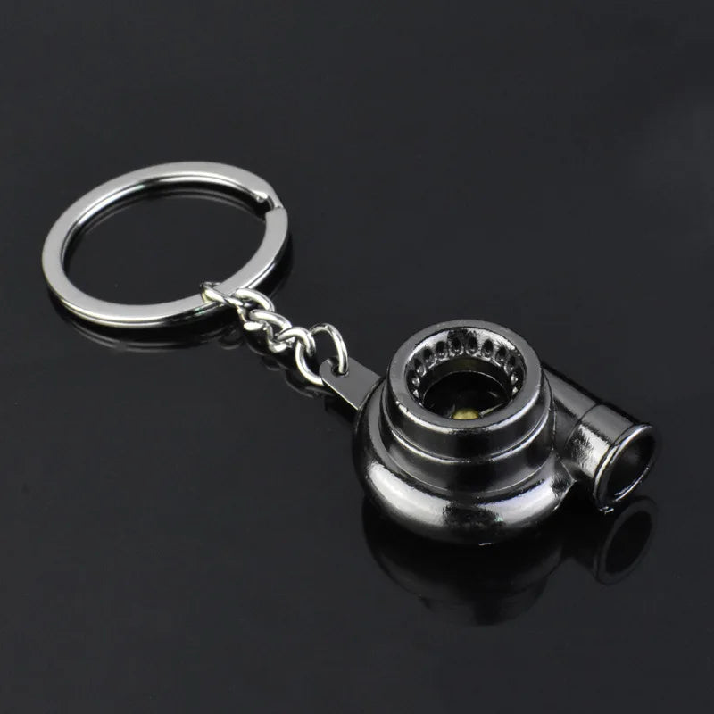 Mini Turbo Turbocharger Spinning Keychain – Car Key Ring Gift Turbo Keychain Babs Gun black