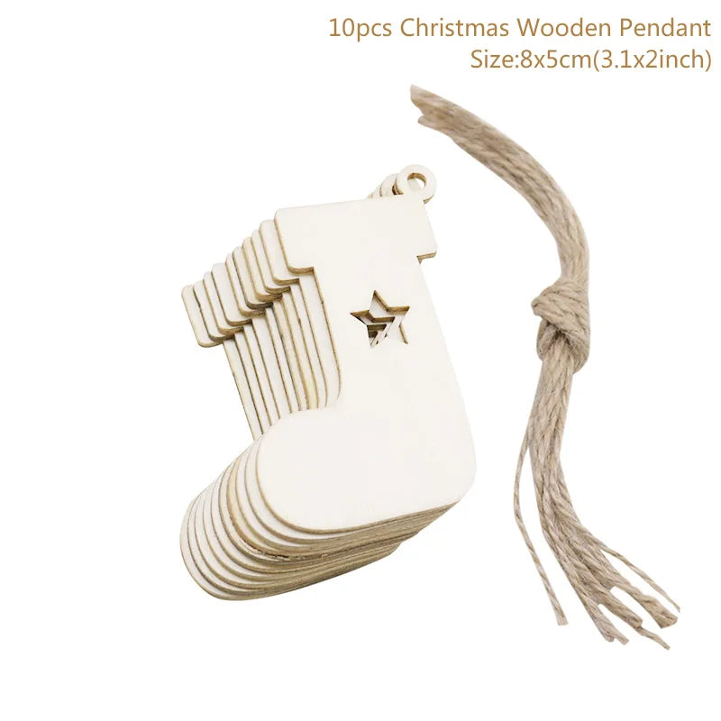 10pcs Wooden Christmas Tree Hanging Ornaments | Holiday Decor Christmas Ornaments Babs Style15