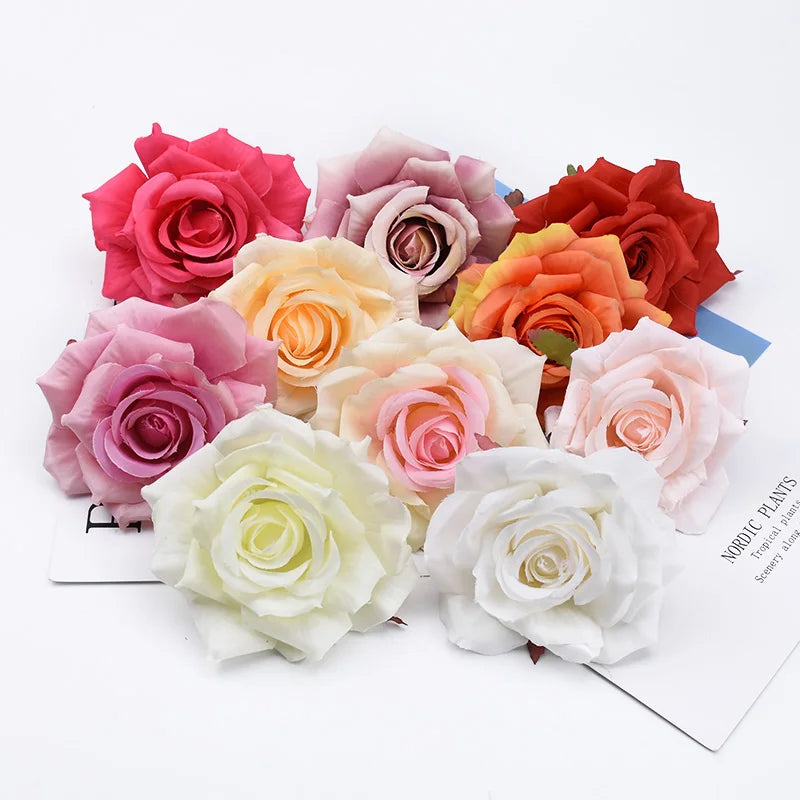 50/100Pcs Silk Rose Heads UV Protection Wedding & Home Decor Artificial Silk Flowers Babs