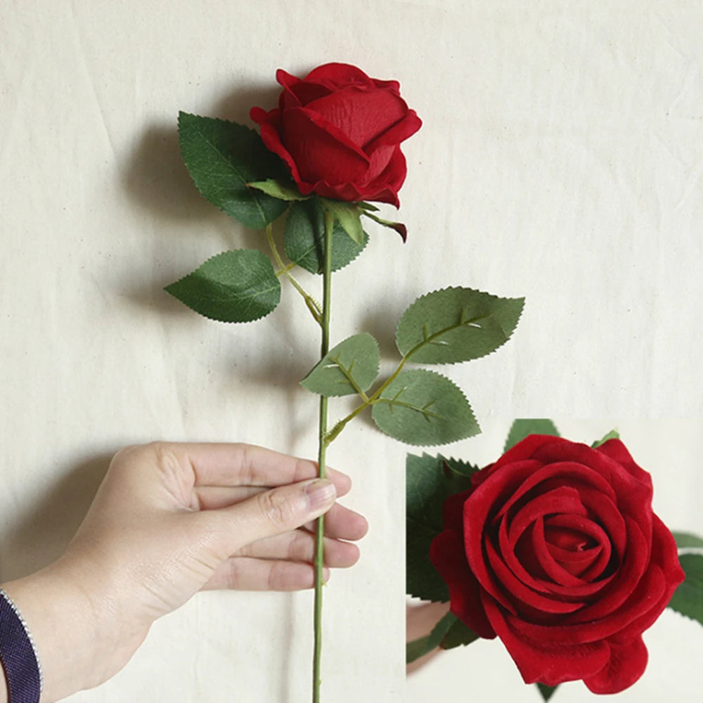 Silk Rose Artificial Bouquet 3/5pc – Wedding & Home Decor Artificial Flower Bouquet Babs Red 3 Piece