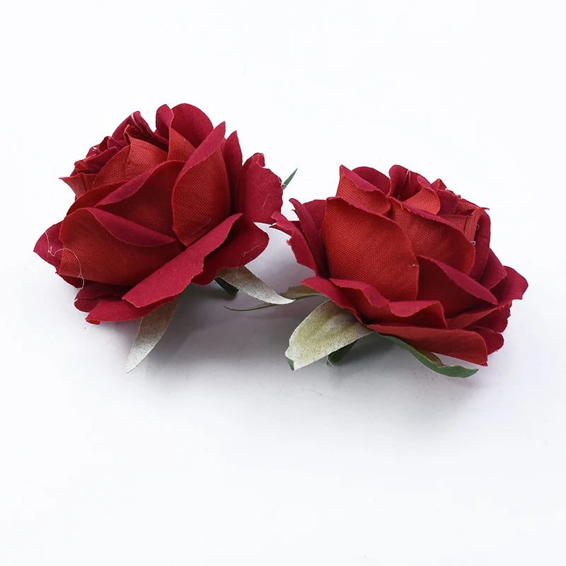 Silk Rose Heads Artificial Flowers – Wedding & Home Décor Artificial Silk Flowers Babs Red 10 PCS