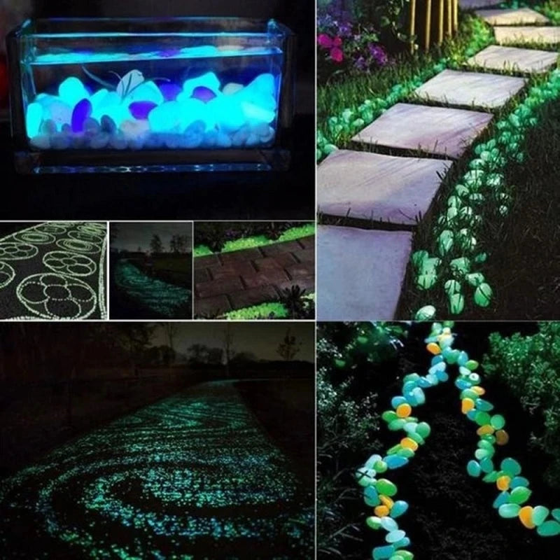 200Pcs Glow in the Dark Garden Pebbles – Lawn & Aquarium Rocks Luminous Garden Pebbles Babs