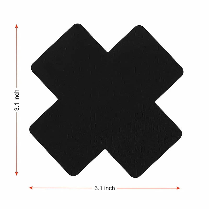 20pc Black Satin Cross Nipple Covers – Adhesive Breast Pasties Nipple Cover Pasties Babs
