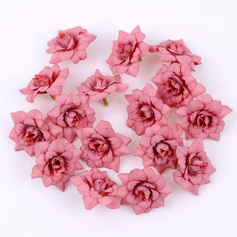 10Pcs Silk Artificial Rose Heads 4cm | Wedding & Home Decor Artificial Silk Flowers Babs Red