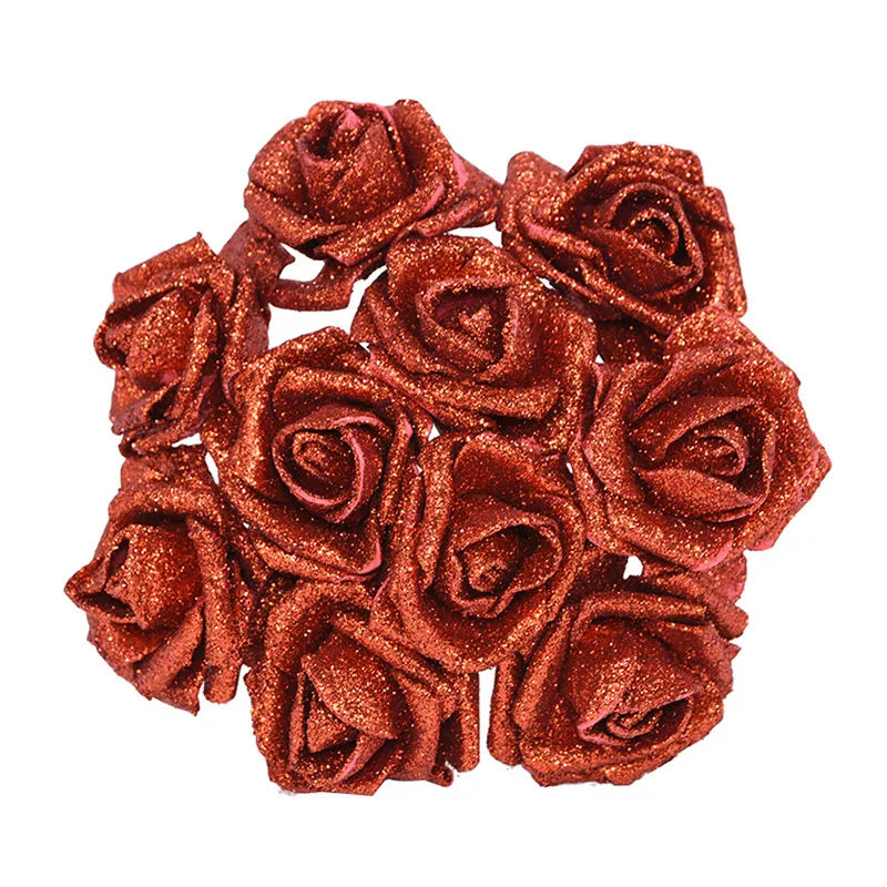 10Pcs Glitter Foam Roses Artificial Flower Bouquet | Home & Wedding Artificial Flower Bouquet Babs